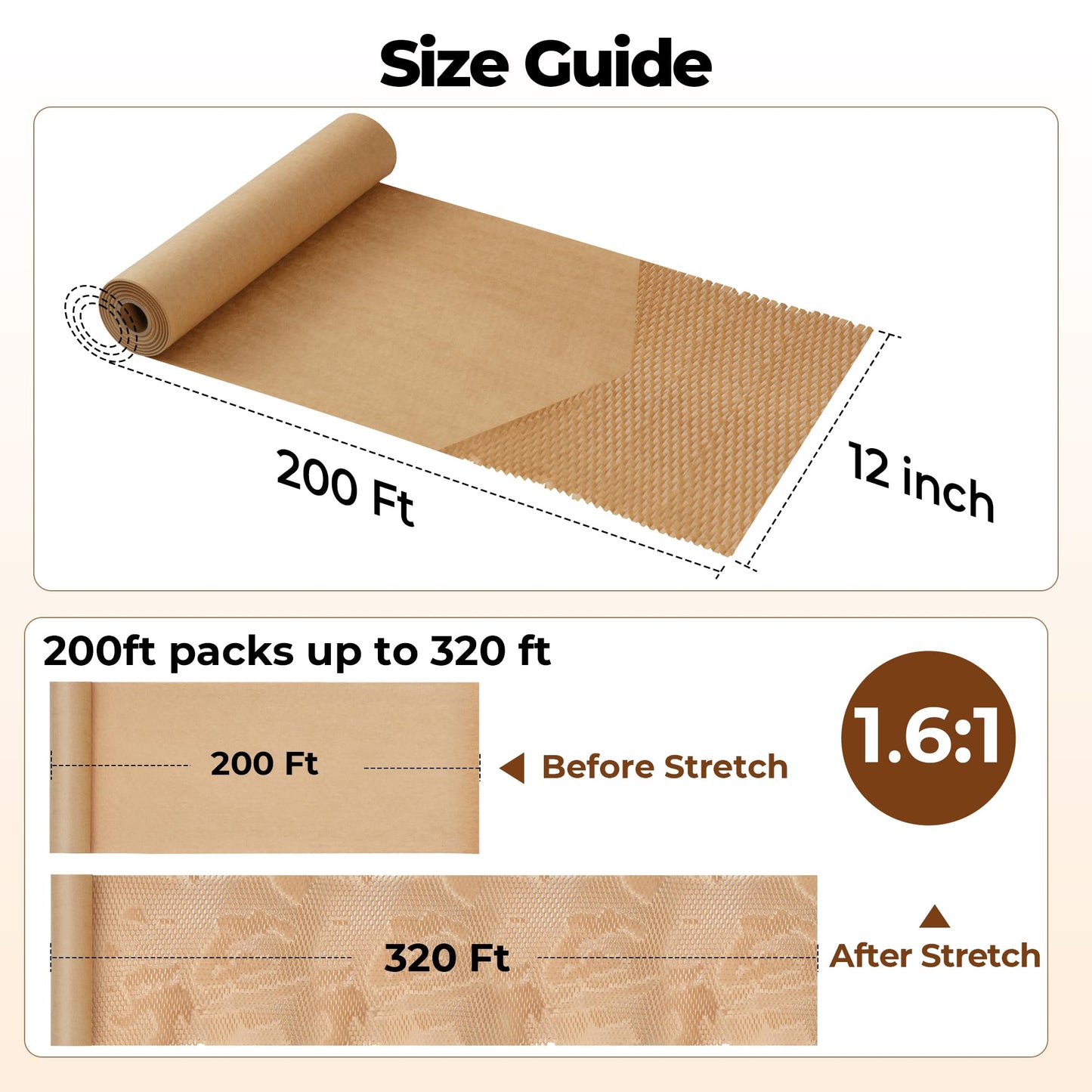 Tera Honeycomb Packing Paper Eco-friendly: 12"x200' Recyclable Cushioning Wrap for packaging Moving Supplies Shipping Boxes Gift Wrapping Paper Alternative to Bubble Wrap with 20 Fragile Sticker 🍁 All In One Marketplace Canada