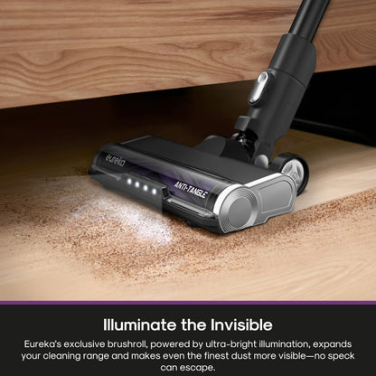 Eureka Cordless Vacuum Cleaner Powerful for Hard Floor and Pet Hair, Lightweight Portable Convenient Cordless Stick and Handheld Vacuum LED Headlight, Black, ReactiClean NEC440BK w/Anti-Tangle Brush