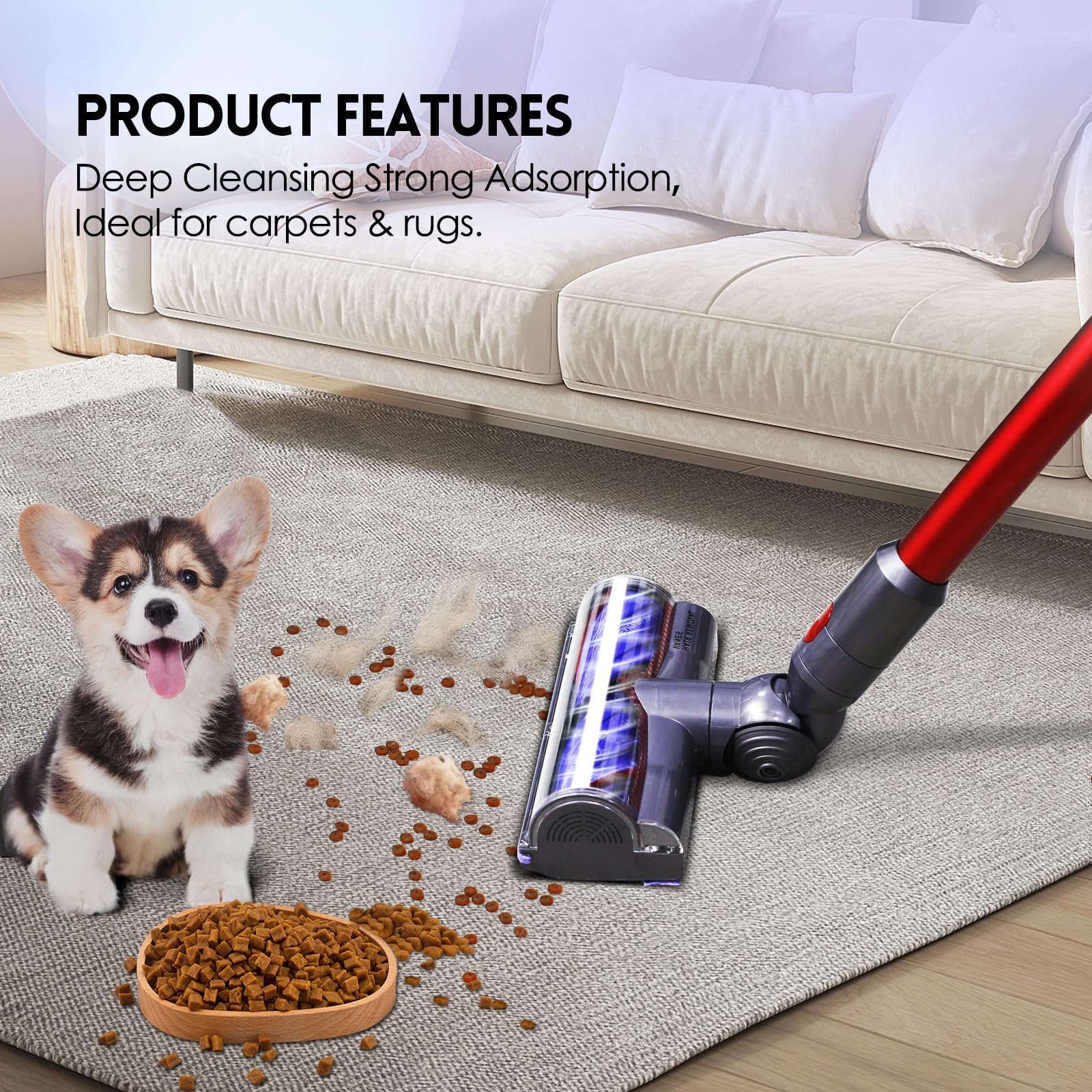 Upgrade Anti-Tangle Replacement Vacuum Head Compatible with Dyson V7,V8, Cyclone V10,V11,V15 Cordless Vacuum Cleaners, Suitable for Carpets,Rugs,Hardwood Floor - Available at All In One Marketplace Canada