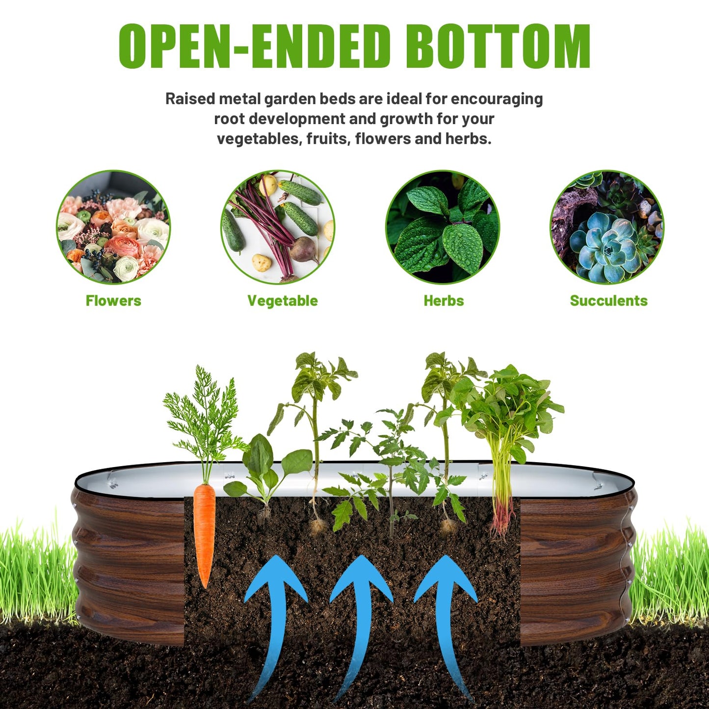 SnugNiture Galvanized Raised Garden Bed Outdoor, 2 Pcs 4x2x1ft Oval Metal Planter Box for Planting Plants Vegetables, Brown - Available at All In One Marketplace Canada