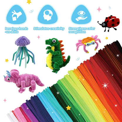 1200Pcs 24 Colors Thick Chenille Pipe Cleaners Bulk for DIY Craft 🍁 All In One Marketplace Canada