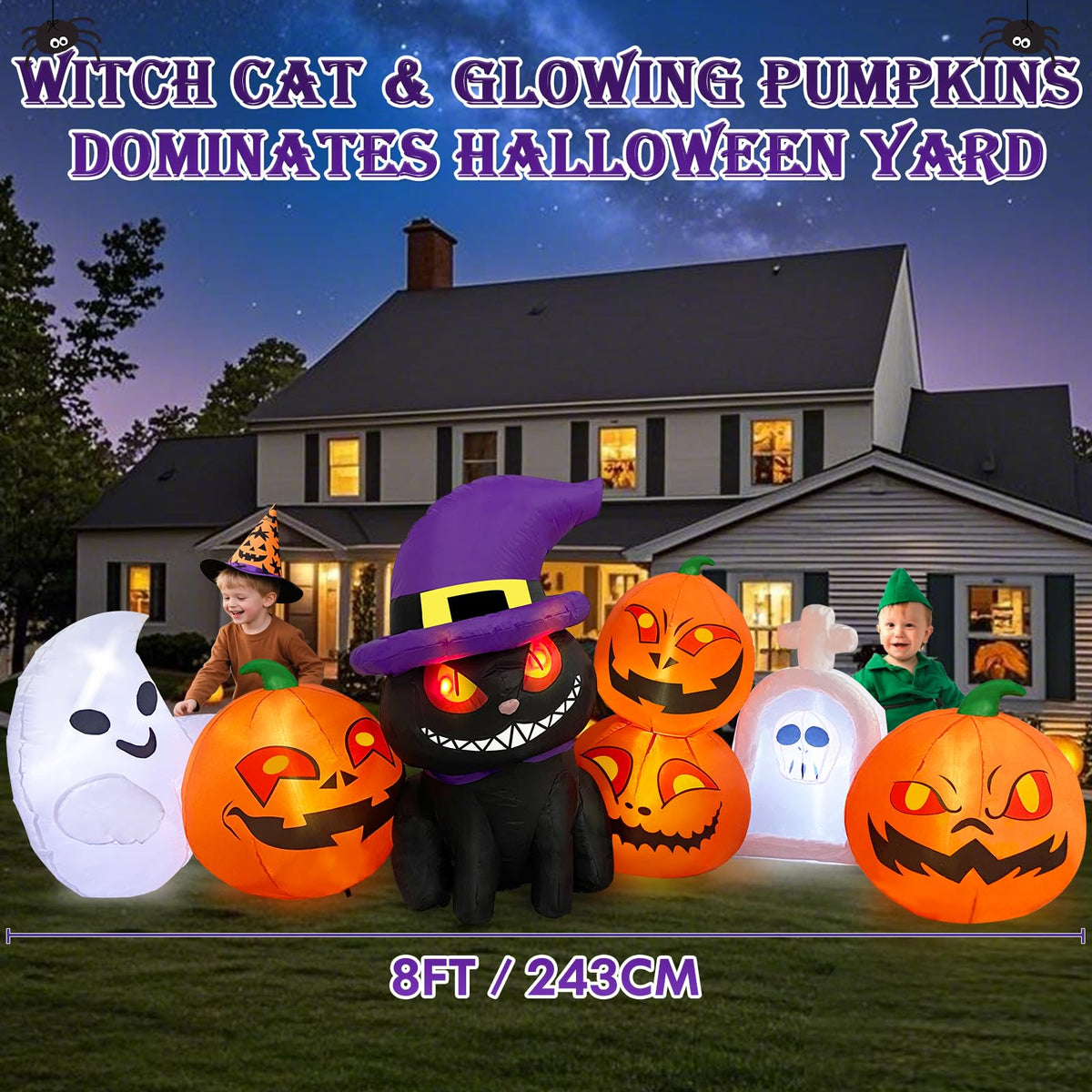Danxilu 8FT Halloween Inflatables Outdoor Decorations Blow Up Pumpkin & Cat 🍁 All In One Marketplace Canada