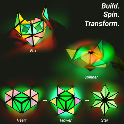 TOSY Magnet Pyramid Glow - 1 Cube Transforms into 1 Billion Shapes, 12 Pieces, 243 Rare Earth Magnets, Glowing, Christmas Stocking Stuffers Gift for Kids, Creative Puzzle STEM/STEAM Toy, 4-Pack 🍁 All In One Marketplace Canada