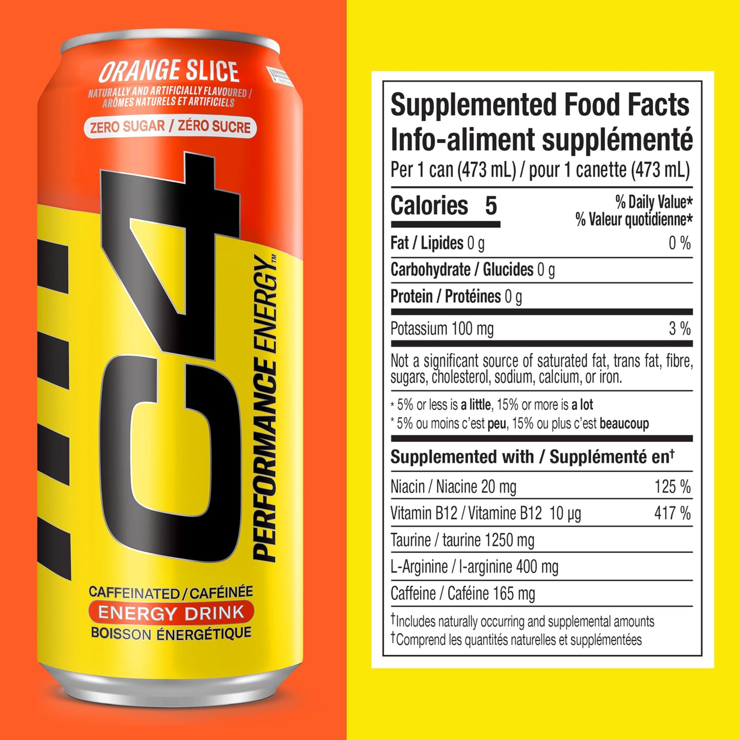 Cellucor C4 Performance Energy Drink, Orange Slice, Carbonated Sugar Free Drink with no Artificial Colours or Dyes, 473mL, 12 count