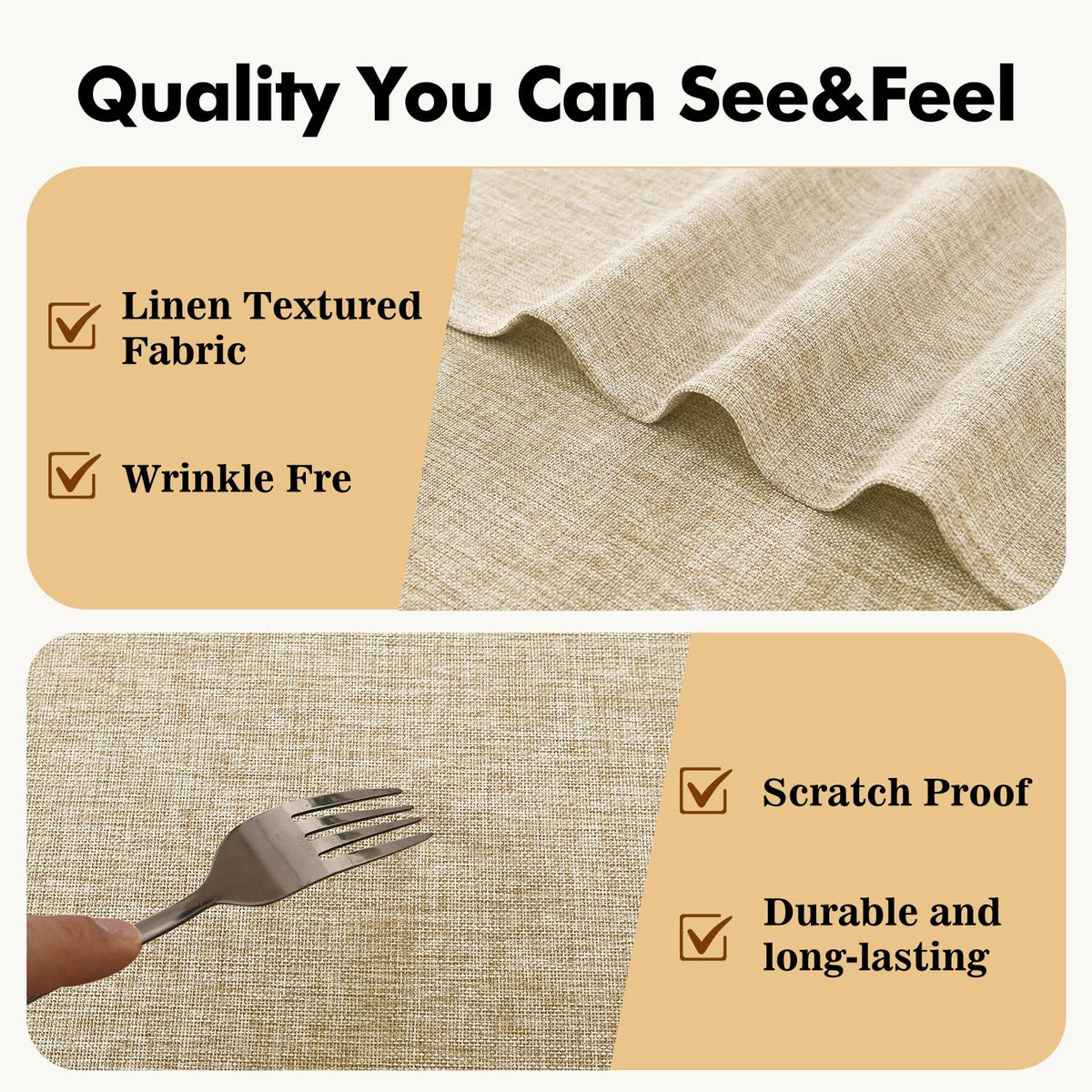 JIUZHEN 54 x 80 Inch Faux Linen Rectangle Tablecloth - Wrinkle and Stain Resistant Washable Table Cloth for Kitchen Dining Room Holiday Table Cover for Party Dinner Outdoor Picnic, Beige 🍁 All In One Marketplace Canada