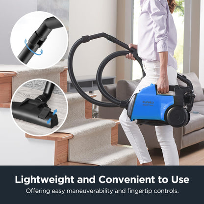 EUREKA Mighty Mite Powerful Corded Canister Vacuum Cleaner for Carpet and Hard Floor, Lightweight Bagged Vacuum Cleaner Perfect for Pet Owners, Blue, 3670H w/ 2 Dust Bags