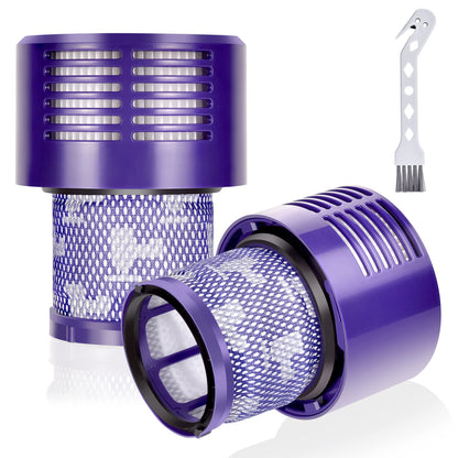 Leadaybetter Vacuum Filter Replacement for Dyson V10 Cyclone Animal Absolute Motorhead Total Clean, SV12, SV27, Replaces Part No. 969082-01 (2 Pack Filters and 1 Clean Brush) - Available at All In One Marketplace Canada