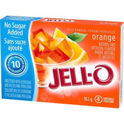 Jell-O Zero Sugar Orange Gelatin Mix, 18-Pack