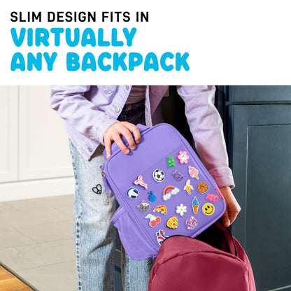 Fit & Fresh Charm Lunch Bag for Kids, Thermal Insulated Lunch Box for Kids Boys & Girls with Shoe Charm Slots for Personalization, School Lunch Box, Purple