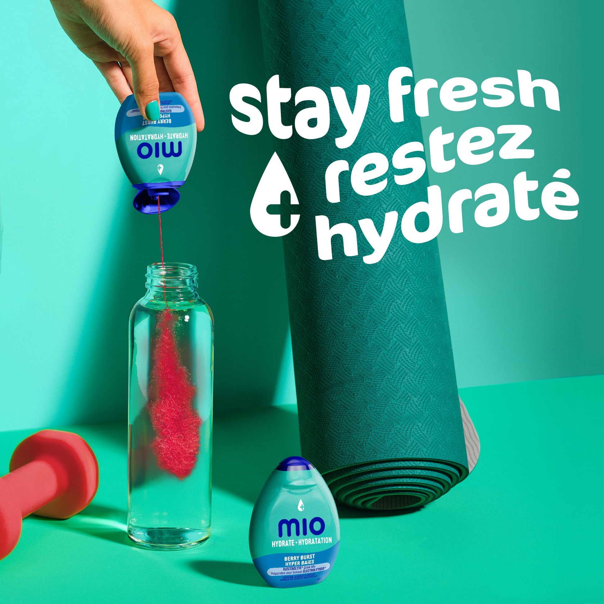 Mio Hydrate Berry Burst Electrolyte Drink Mix, 48 mL Bottle (Pack of 12)