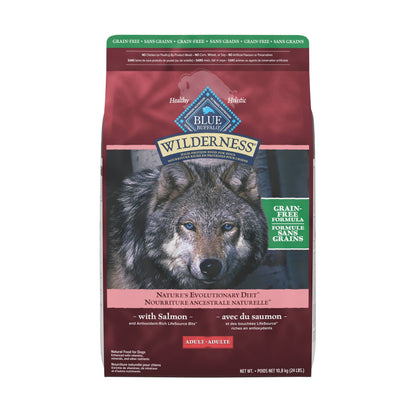 Blue Buffalo Wilderness with Salmon High Protein Grain Free Dry Dog Food for Adult Dogs, 34% Protein, Supports Immunity with Antioxidant-Rich LifeSource Bits 10.8 Kg/24lbs Bag 🍁 All In One Marketplace Canada