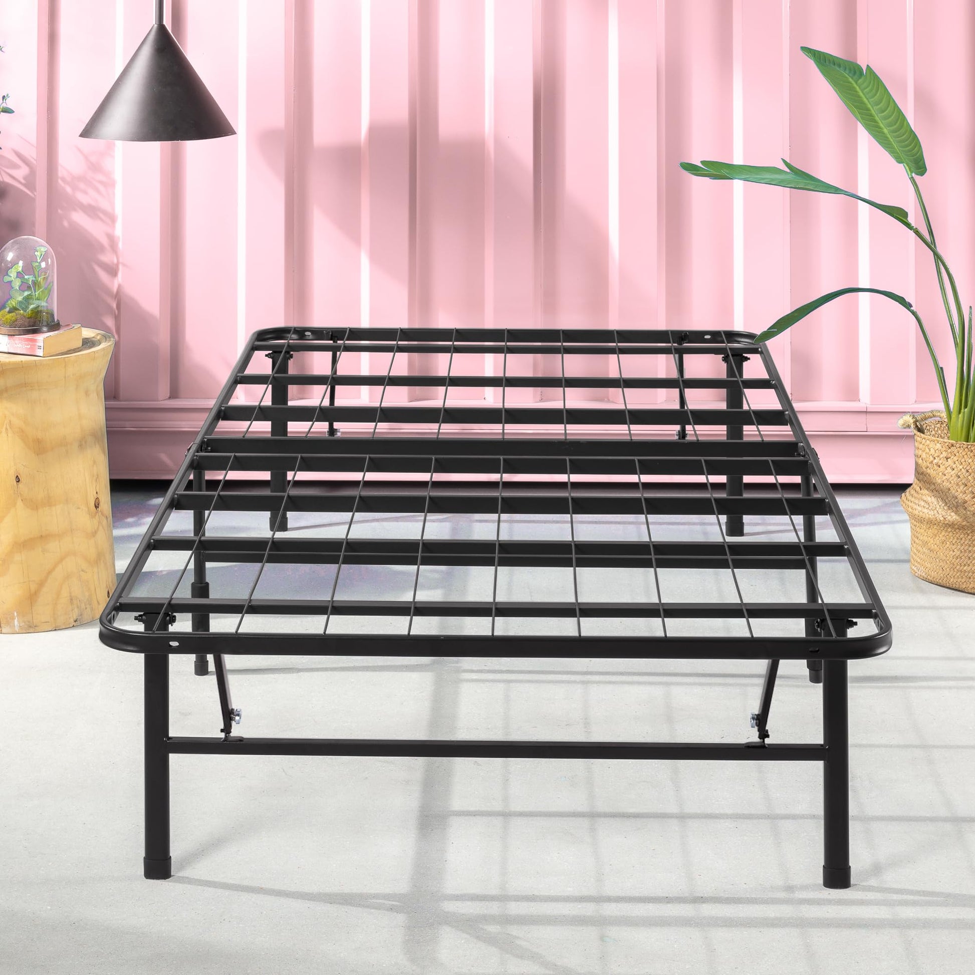 ZINUS SmartBase Tool-Free Assembly Mattress Foundation / 14 Inch Metal Platform Bed Frame/No Box Spring Needed/Sturdy Steel Frame/Underbed Storage, Black, Twin, Regular Zinus