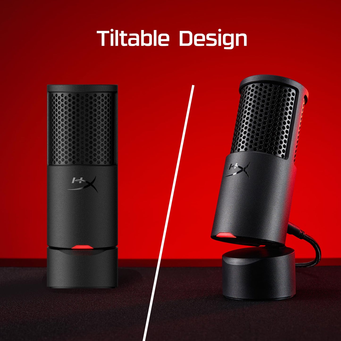 HyperX SoloCast 2 – Gaming USB Condenser Mic for PC, USB-C to USB-A, Built-in Pop Filter, Internal Shock Mount, Plug and Play, 24-bit / 96kHz, Compact Tiltable Stand, Black