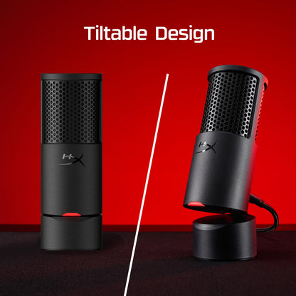 HyperX SoloCast 2 – Gaming USB Condenser Mic for PC, USB-C to USB-A, Built-in Pop Filter, Internal Shock Mount, Plug and Play, 24-bit / 96kHz, Compact Tiltable Stand, Black