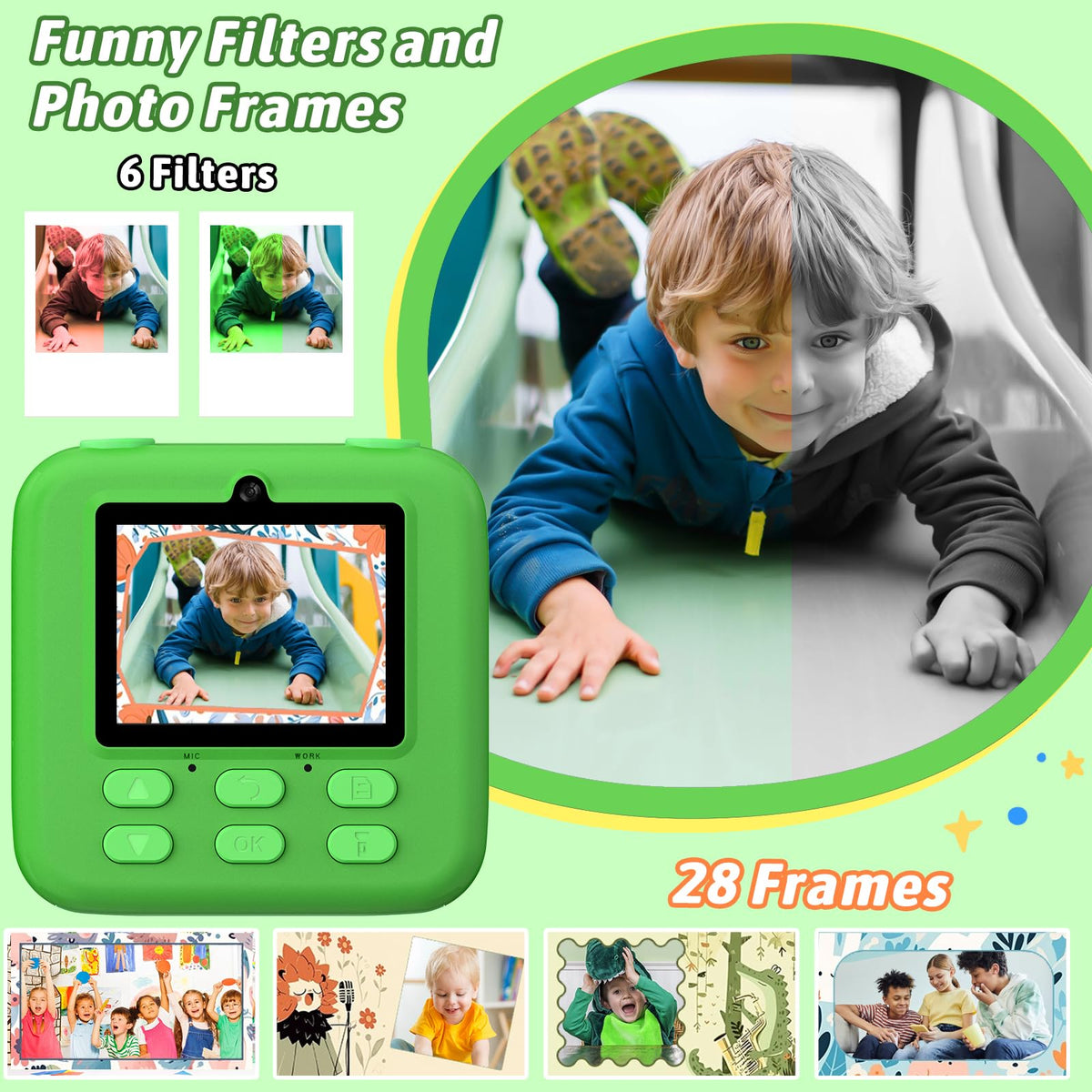 Upgrade Kids Camera Instant Print for Boys and Girls, 1080P HD Dual-Lens Selfie Digital Camera with Print Paper & 32G Card, Christmas Birthday Gifts Toys for Toddler and Teenagers Age 3-16 Years Old 🍁 All In One Marketplace Canada