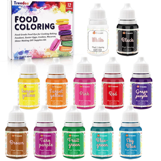 Food Coloring Set,12 Colours x 10ml Cake Food Coloring Liquid Set,Food Colouring for Baking Cake Decorating Food Grade Food Color Dye for Fondant,Icing,Slime Making DIY Supplies Kit-0.35 Fl. oz/Bottles 🍁 All In One Marketplace Canada