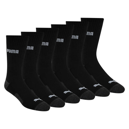 PUMA mens 6 Pack Crew Socks, Black/Grey Logo, 10-13 🍁 All In One Marketplace Canada