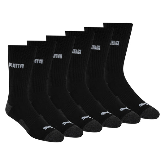 PUMA mens 6 Pack Crew Socks, Black/Grey Logo, 10-13 🍁 All In One Marketplace Canada PUMA