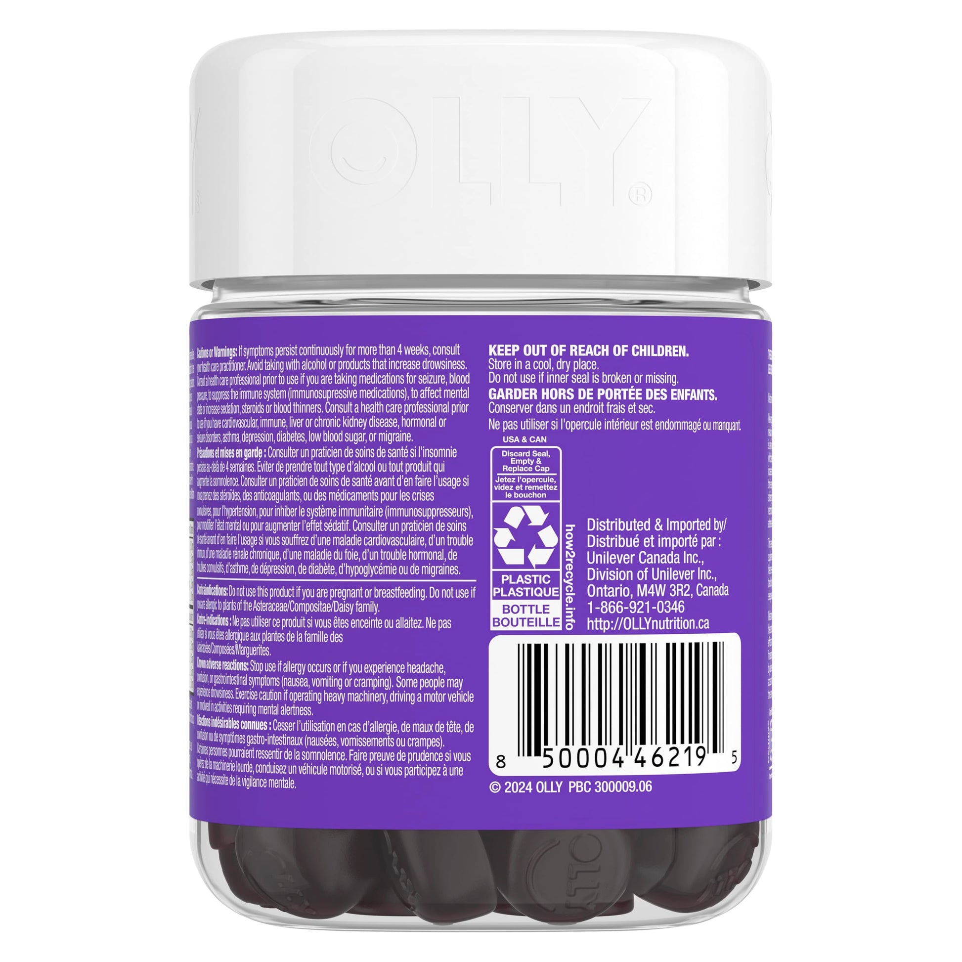 OLLY Sleep Gummy Supplement helps promote a healthy sleep cycle Blackberry Zen with melatonin, L-Theanine & botanicals 25 day Supply, 50 gummies