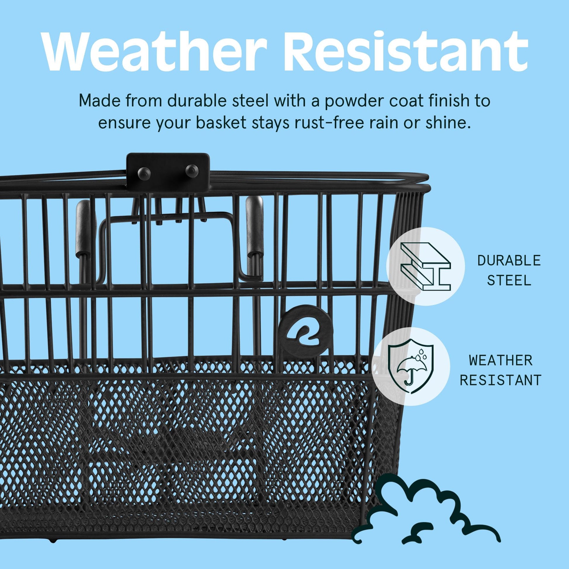 Retrospec Apollo Detachable Front Bike Basket Steel Half-Mesh with Integrated Detachable Hooks and Built-in Handle, Easy Assembly and Portability for Bicycles Retrospec