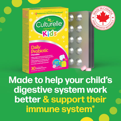 Culturelle Kids Daily Probiotic Chewable for Kids, With 100% Naturally Sourced Lactobacillus GG Strain, Most Clinically Studied Probiotic, Pediatrician Recommended, Berry Flavor, 60 Count Chews 🍁 All In One Marketplace Canada