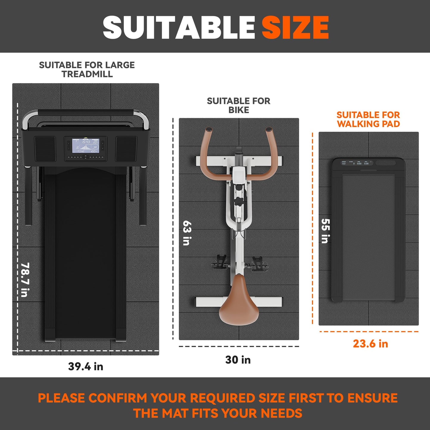 Stepwaver Walking Pad Mat for Carpet, Treadmill Mat for Hardwood Floors, High Density, 1/4 Thickness, Foldable, Floor Protection for Bike, Elliptical, Treadmill