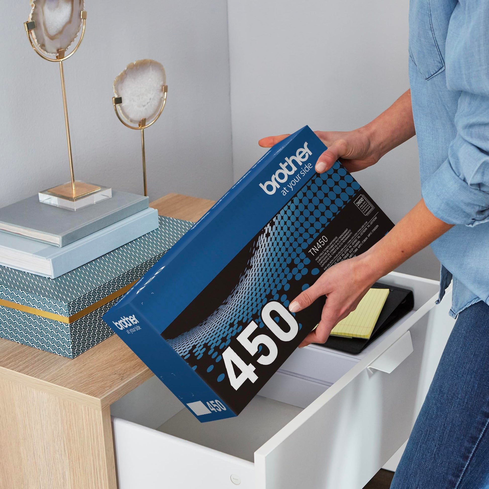 Brother original TN450 High-Yield Black Toner Cartridge, higher yield for value, original toner replacement cartridges, for Brother laser printers DCP-7060D, FAX-2840, HL-2230, MFC-7240 and more Brother