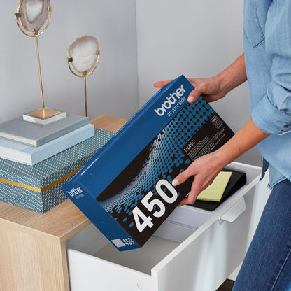 Brother original TN450 High-Yield Black Toner Cartridge, higher yield for value, original toner replacement cartridges, for Brother laser printers DCP-7060D, FAX-2840, HL-2230, MFC-7240 and more Brother
