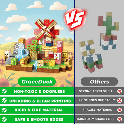 GraceDuck Magnetic Blocks 150 PCS Build Farm Animal Homes, Magnetic Building Cubes Montessori Toys for Toddler Christmas Birthday Gifts, STEM Sensory Toys for 3 4 5 6 7 8 9 10 Year Old Boys Girls 🍁 All In One Marketplace Canada