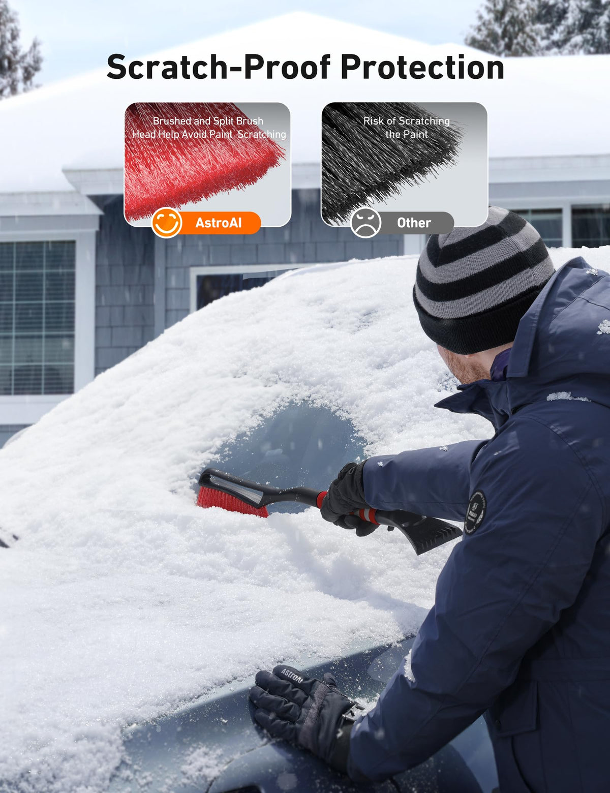 AstroAI 27" 2-in-1 Detachable Snow Brush & Ice Scrapers for Car Windshield 🍁 All In One Marketplace Canada