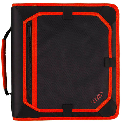 Five Star Zipper Binder, 2 Inch 3-Ring Binder with Round Rings, Expansion Panel and 5-Tab Expanding File, 580 Sheet Capacity, Red/Black (29052CE8)