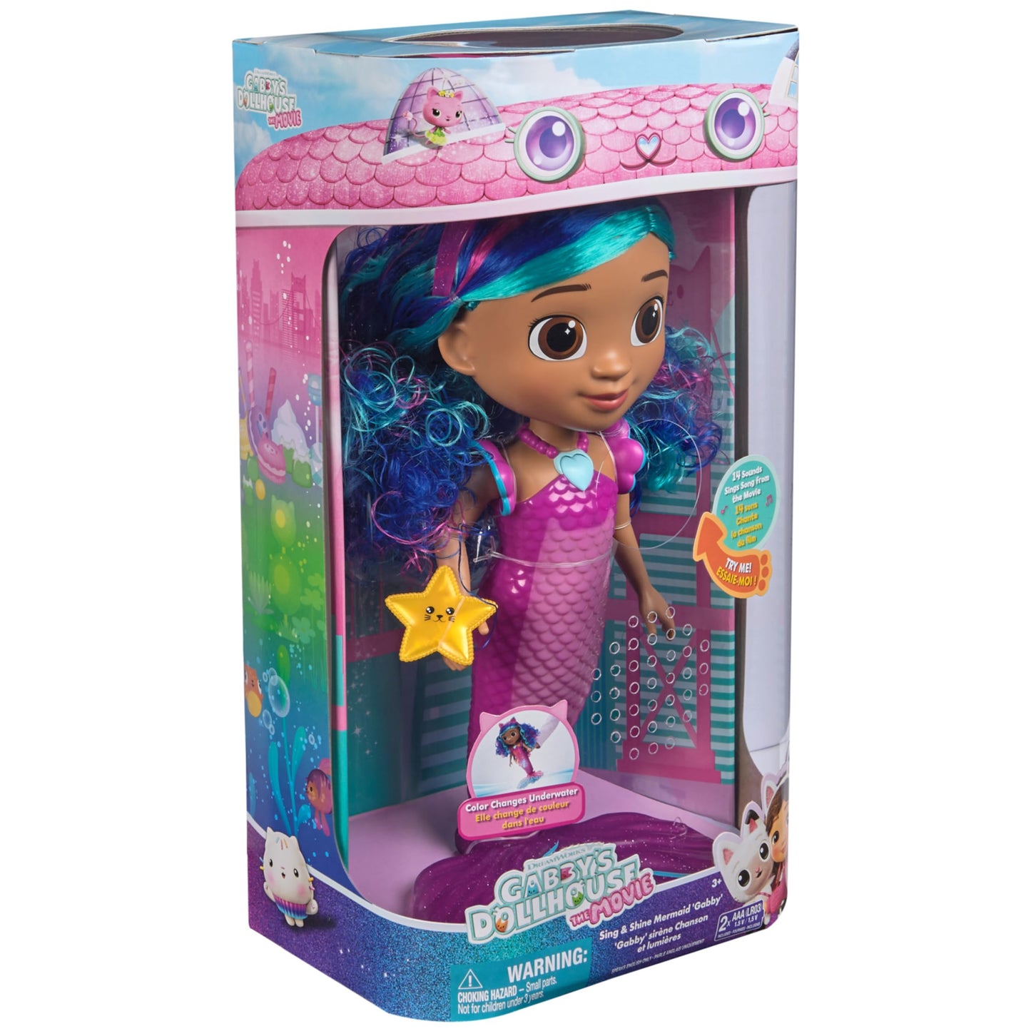 DreamWorks GABBY'S Dollhouse The Movie, Sing & Shine Mermaid Gabby, Waterproof Mermaid Doll with Lights & Sounds, Kids Toys for Girls & Boys Ages 3 and Up DREAMWORKS GABBY'S DOLLHOUSE