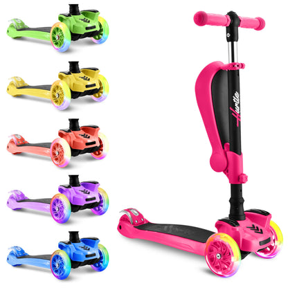 Hurtle - 3 Wheel Foldable Kick Scooter for Kids & Toddlers (Pink CA) Hurtle