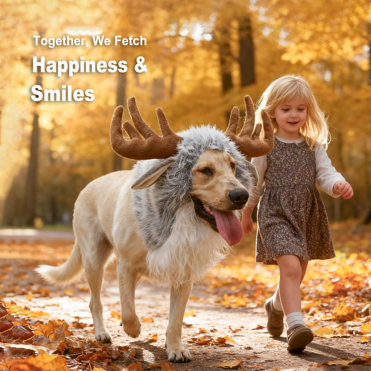 Onmygogo Funny Pet Moose Costumes for Dog, Cute Furry Pet Wig for Halloween Christmas, Pet Clothing Accessories (L, Moose) 🍁 All In One Marketplace Canada