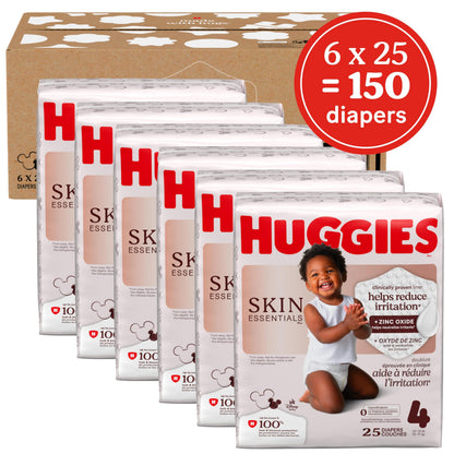 Huggies Size 4 Diapers, Skin Essentials Baby Diapers, Size 4 (22-37 lbs), 150 Count, Packaging May Vary