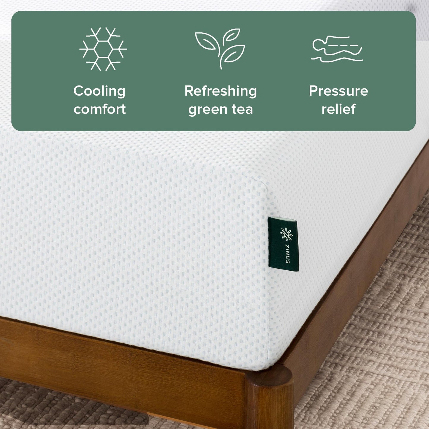 Zinus Twin Mattress - 8 Inch Green Tea Cooling Gel Memory Foam Mattress, Pressure Relief, for Cool Sleep, CertiPUR-US Certified Foam, Mattress in a Box, 10-Year Warranty, Twin Size