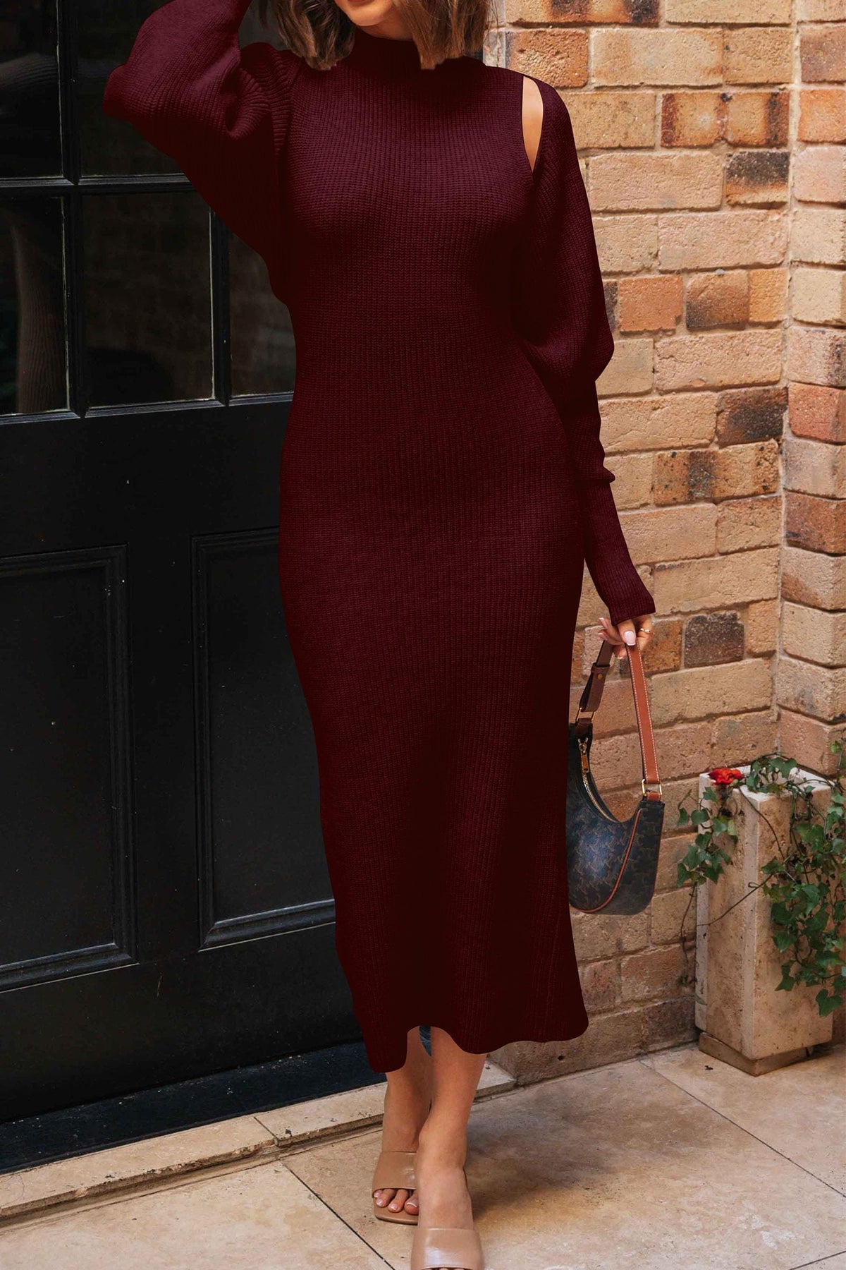 PRETTYGARDEN Women's 2 Piece Ribbed Knit Sweater Dress Set Wine Red,M 🍁 All In One Marketplace Canada