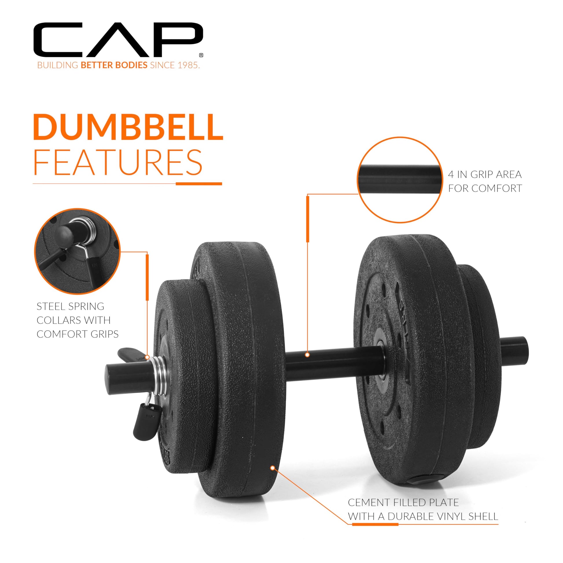 CAP Barbell 40-Pound Adjustable Cement Dumbbell Set – Versatile Vinyl Coated Weights for Home Gym Excellence CAP