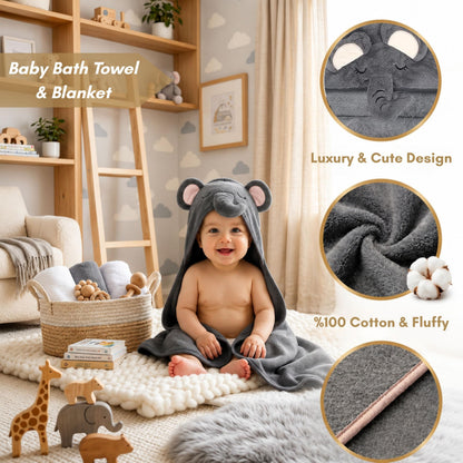10-Piece Baby Gift Set, Ready to Gift Baby Shower Gifts Basket for Newborn Boys & Girls, Gender Neutral Newborn Essentials with Elephant Swaddle Blanket, Bibs,Wrist & Sock Rattles for Gender Reveals,Birthdays,Christmas 🍁 All In One Marketplace Canada