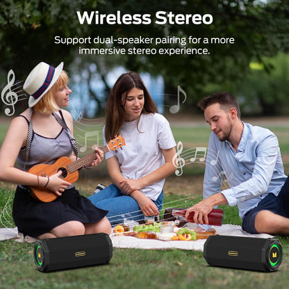 Monster Speaker S200 Wireless Portable Bluetooth Speaker, 24H Playtime, IPX6 Waterproof, 50W Stereo Sound, Bluetooth 5.4, Dual Bass Speakers, Perfect for Home, Parties, and Travel.Black - Available at All In One Marketplace Canada