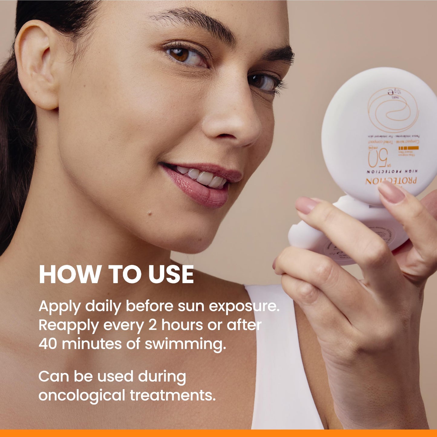 Eau Thermale Avène High Protection Beige Tinted Compact, Broad Spectrum SPF 50+, UVA/UVB Blue Light Protection, Water Resistant, Non-Greasy, 10 g - Available at All In One Marketplace Canada