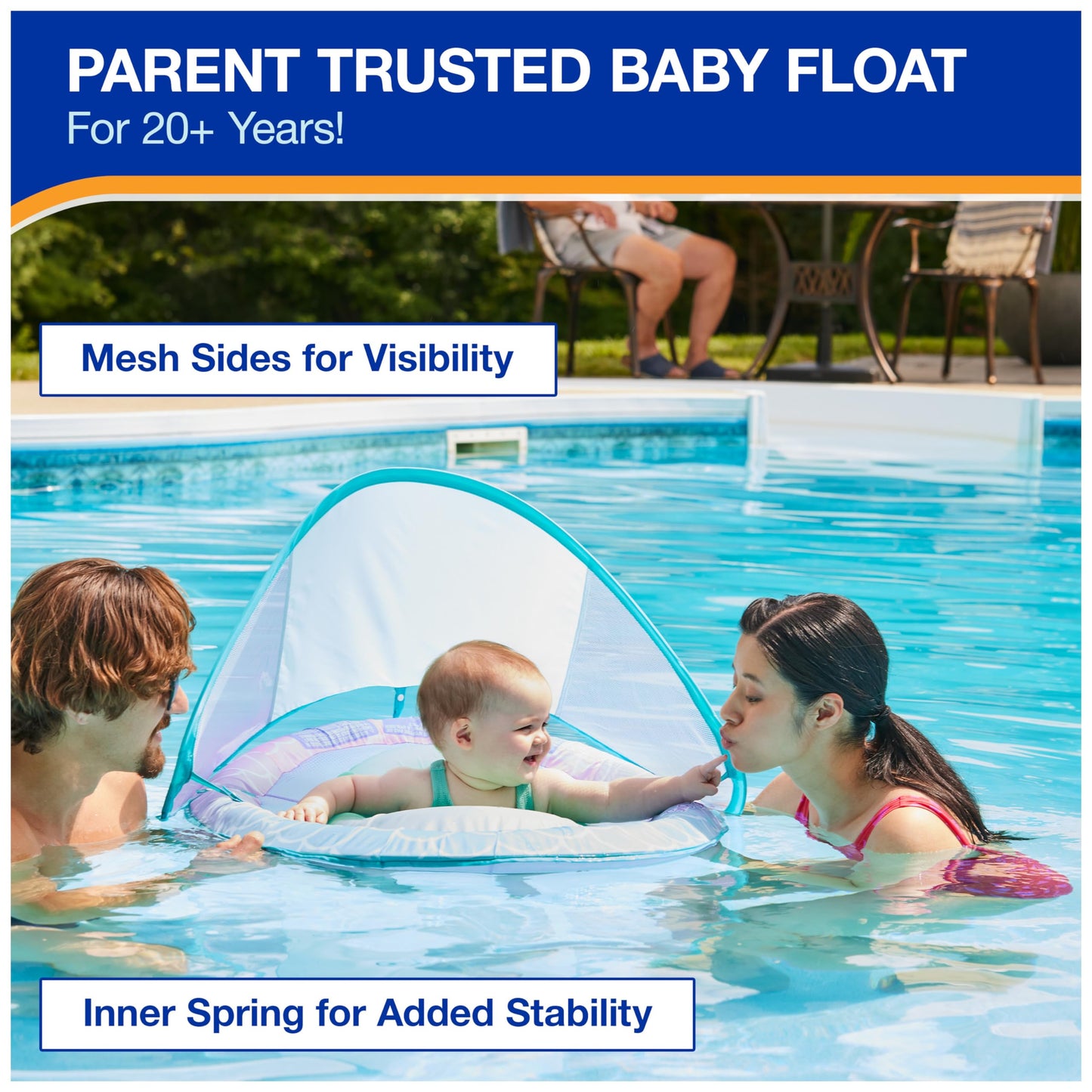 SwimWays Baby Spring Float, Baby Pool Float with Canopy, Swim Training PFD, Swimming Pool Accessories for Babies and Toddlers 9-24 Months, Shark 🍁 All In One Marketplace Canada