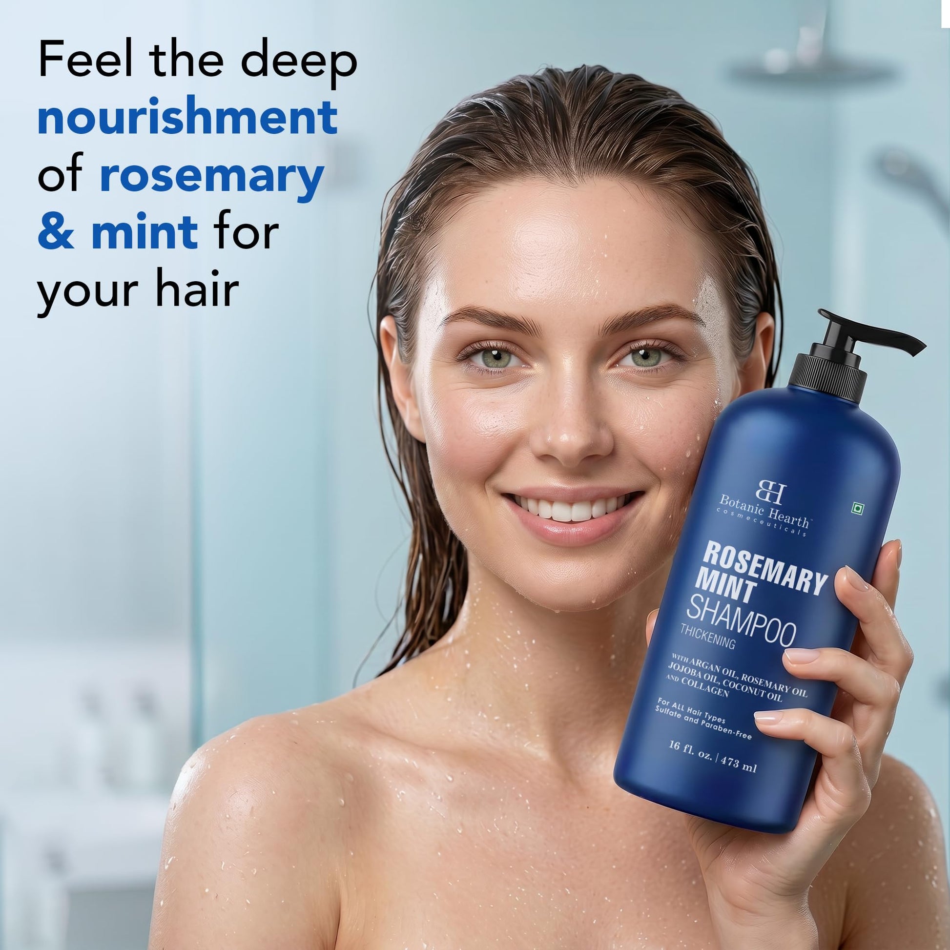 Botanic Hearth Rosemary Shampoo with Biotin & Mint, Sulfate-Free Deep Cleansing Shampoo for Thicker, Fuller-Looking Hair, Nourishing Scalp Care, 16 fl oz - Available at All In One Marketplace Canada