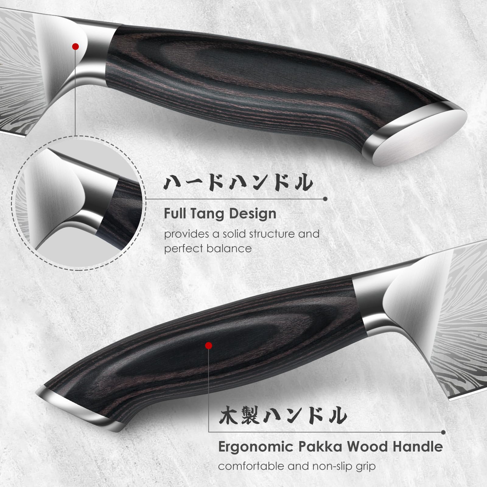 SANMEIHO Chef Knife in Powder Steel, Japanese Kitchen Knife 8 Inch, Ultra Sharp Chef's Knives, High Carbon Japanese Utility Knives for Meat Vegetable with Ergonomic Pakkawood Handle - Available at All In One Marketplace Canada