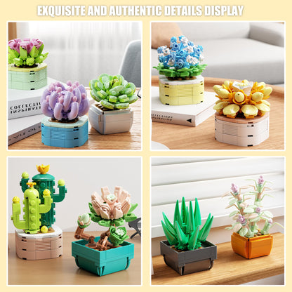 TYCOLE Tiny Flowers Succulents Artificial Plant Set-Creative Botanical Building Block 9 in 1 Toy, Botanical Collection for Office&Home Decor,Christmas Birthday Gift for Adults and Kids 8-12(832 PCS) 🍁 All In One Marketplace Canada