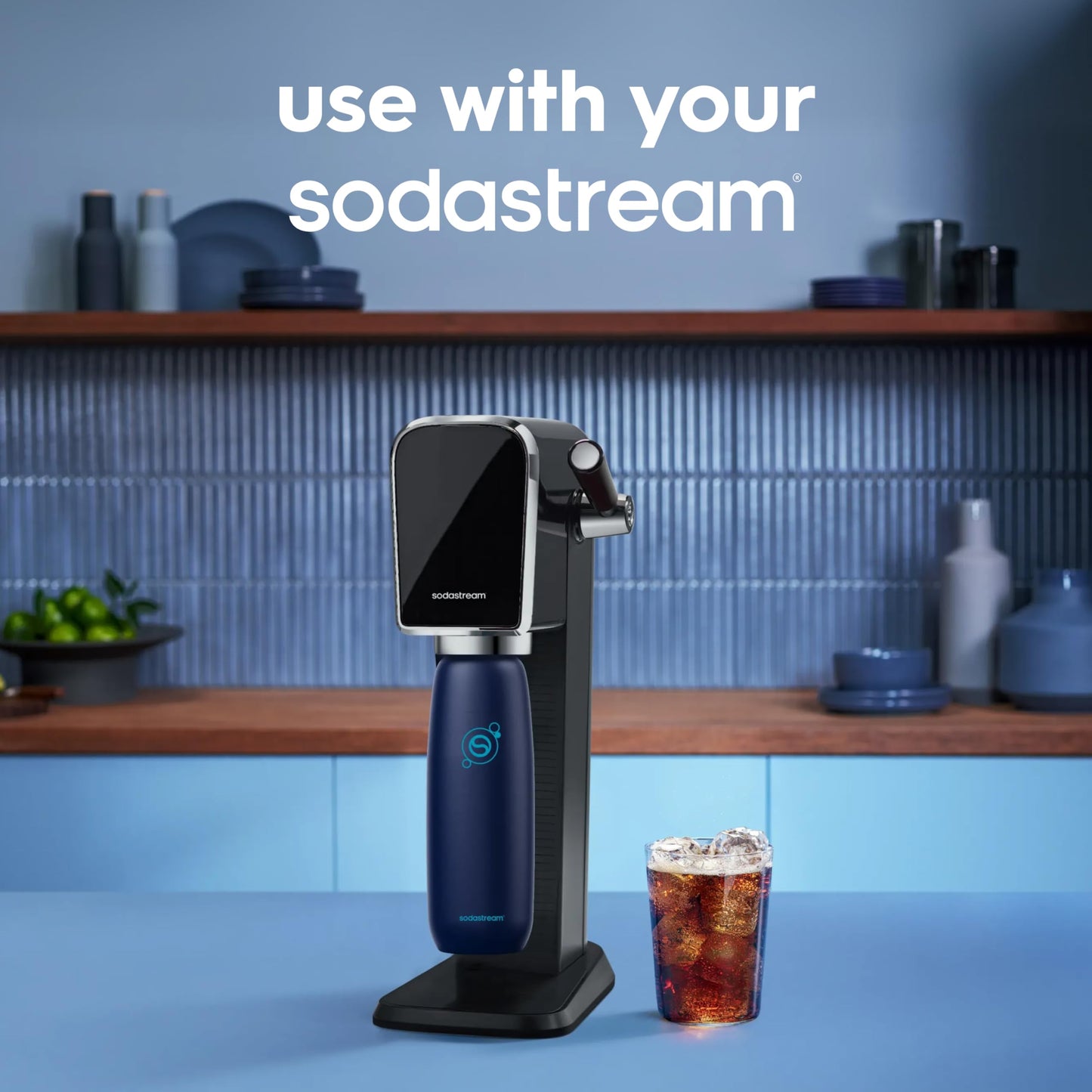SodaStream - Fizz & Go Cool Bottle | Stainless Steel Carbonating Water Bottle | Keeps Drinks Cold 12 Hrs | Cupholder Friendly | Compatible with Pink CO2 cylinder machines | Blueberry color | 0.9L 🍁 All In One Marketplace Canada