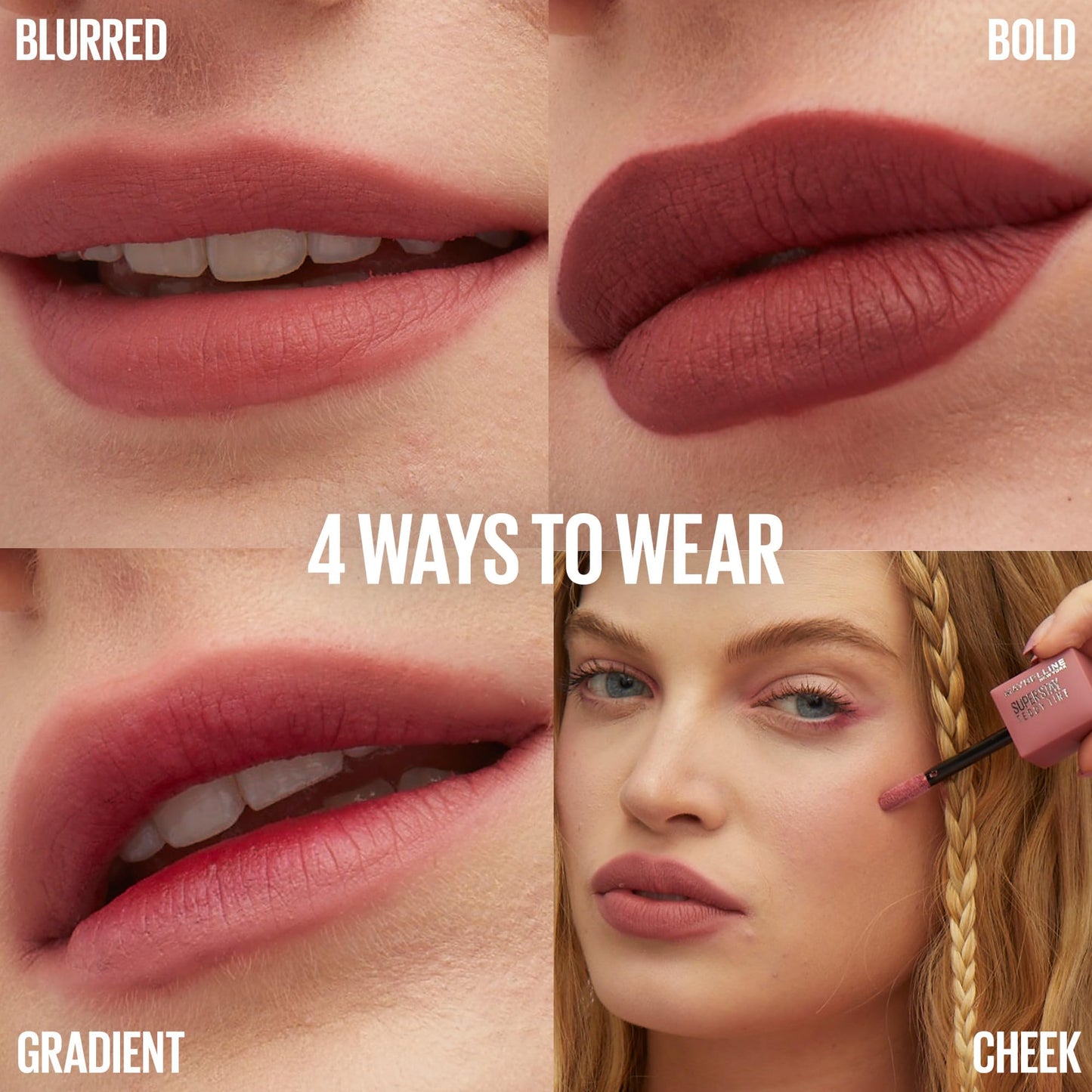 Maybelline Teddy Tint, Lip Stain, Soft Lip Tint, Light Feel, 12Hr Wear, Sheer or Blurred Finish, Skinny Dip - Available at All In One Marketplace Canada