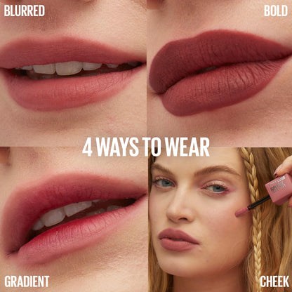 Maybelline Teddy Tint, Lip Stain, Soft Lip Tint, Light Feel, 12Hr Wear, Sheer or Blurred Finish, Skinny Dip - Available at All In One Marketplace Canada