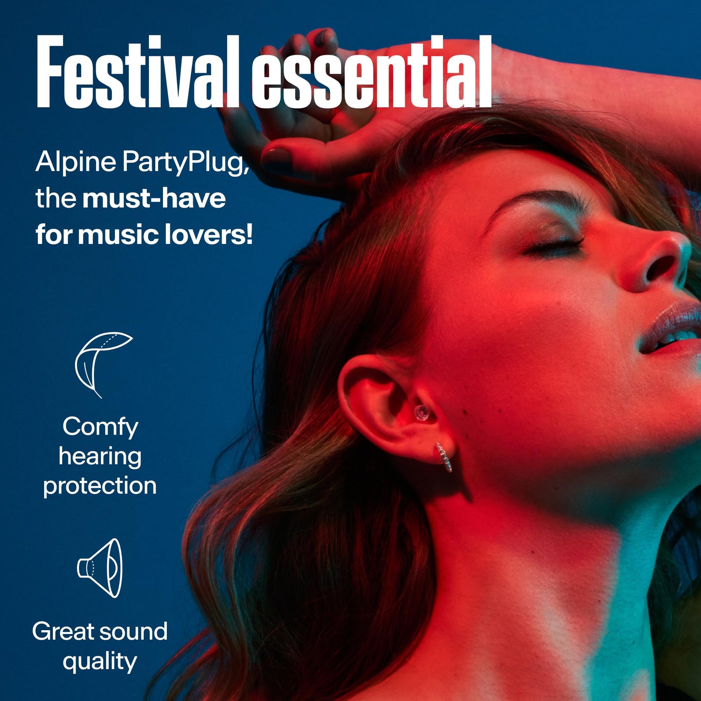Alpine PartyPlug Concert Ear Plugs - Noise Reduction Ear Plugs for Party, Concert, Festival and Music - Reusable Earplugs (Transparent (Multisize)) Alpine