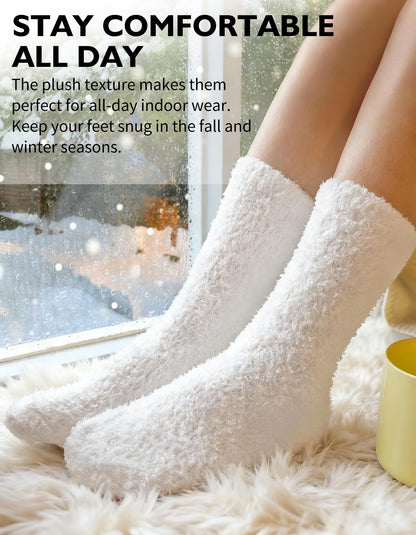 CLOSEMATE Womens Fuzzy Calf Socks, Cozy Cloud Socks Gift Box Set, 3 Pairs 🍁 All In One Marketplace Canada
